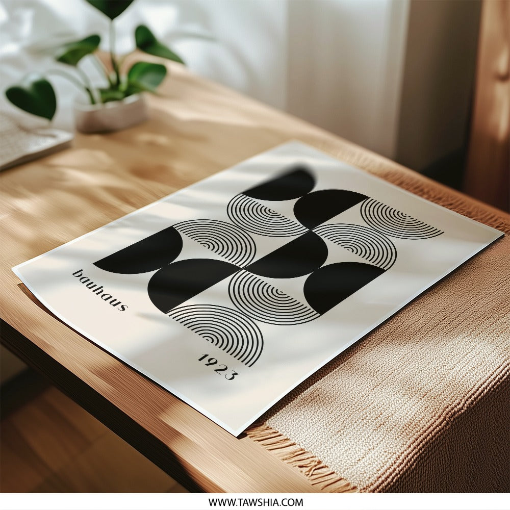 Bauhaus Photographic Print, Geometric Art Print, 1923 Wall Decor, Minimalist Home Art, Modern Abstract Art, Beige Black Poster - Tawshia