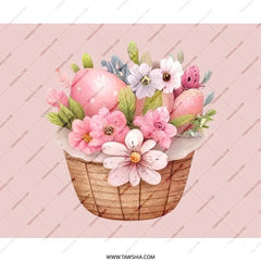 Easter Basket Mouse Pad, Floral Egg Mousepad, Spring Decor, Pastel Flowers, Cute Desk Accessories, Computer Mat, Home Office Gift - Tawshia