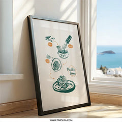 Pasta Time Wall Art, Spaghetti Recipe Print, Kitchen Decor, Foodie Gift, Italian Cuisine Art, Culinary Wall Art, Pasta Lovers Gift - Tawshia