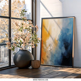 Abstract Wall Art, Modern Art Print, Blue and Gold Painting, Contemporary Wall Decor, Home Decor Art, Stylish Art - Tawshia