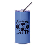 Latte Lover Tumbler, Coffee Bean Design, I Love Latte Gift, Cute Tumbler For Coffee, Aesthetic Tumbler, Tumblers With Straws, Office Gifts - Tawshia