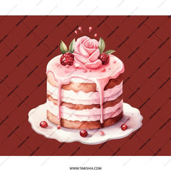 Rose Cake Mouse Pad, Cute Dessert Art, Pink Icing, Delicious Treat Design, Baking Lover Gift, Office Decor, Computer Accessory - Tawshia