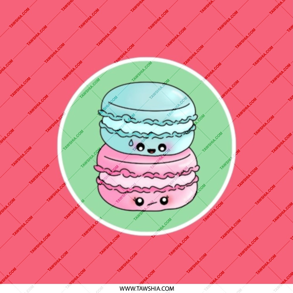 Kawaii Macaron Pocket Mirror, Cute Foodie Gift, Pink and Blue Sweets Compact, Makeup Mirror, Aesthetic Mirror, Travel Size Mirror - Tawshia