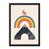 Minimalist Mountain Wall Art, Boho Rainbow Print, Abstract Landscape Poster, Modern Home Decor, Geometric Art Print - Tawshia
