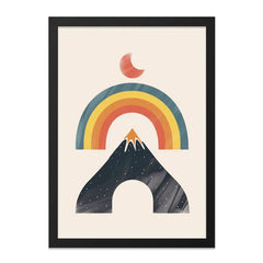 Minimalist Mountain Wall Art, Boho Rainbow Print, Abstract Landscape Poster, Modern Home Decor, Geometric Art Print - Tawshia