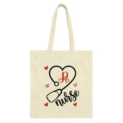 Nurse Tote Bag, Stethoscope Heart Tote, Initial R Tote Bag, Medical Gift, Nurse Appreciation Bag, Cute Tote Bag, Heart Tote Bag - Tawshia