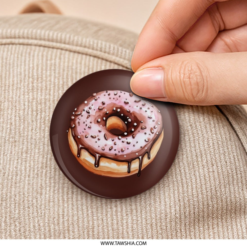 Donut Pinback Button, Foodie Pin, Cute Dessert Button, Pink Donut, Sprinkle Donut, Gift for Baker, Sweet Treat Badge, Donut Lover Gift - Tawshia