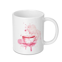 Watercolor Tea Cup Mug, Coffee Mug, Pink Watercolor Splash, Unique Gift Idea, Tea Lover Gift, Drinkware, Hot Cocoa Mug (137 characters) - Tawshia