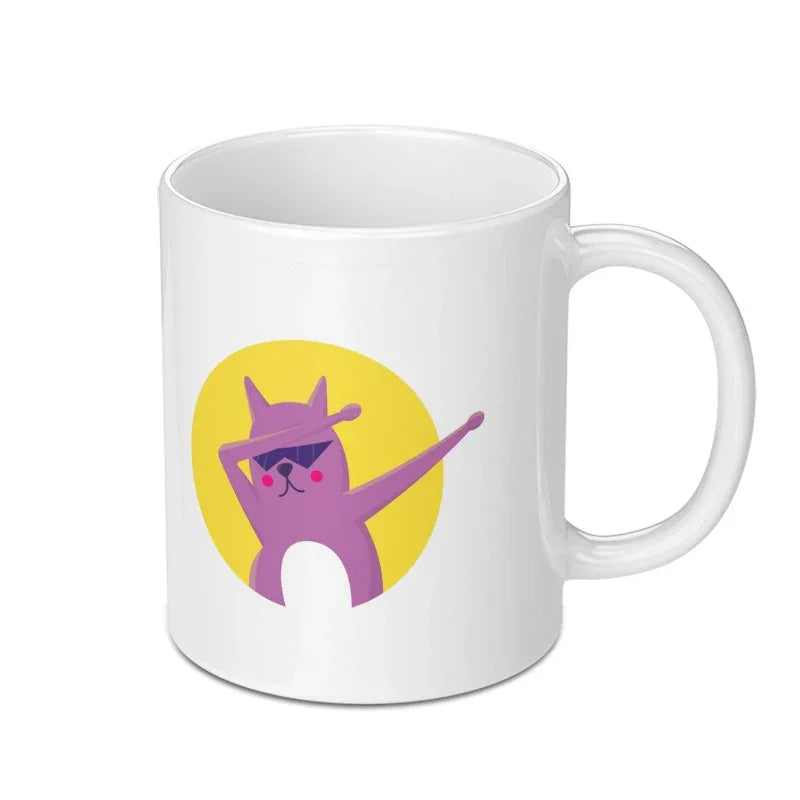 Dabbing Cartoon Cat with Sunglasses Coffee Mug product