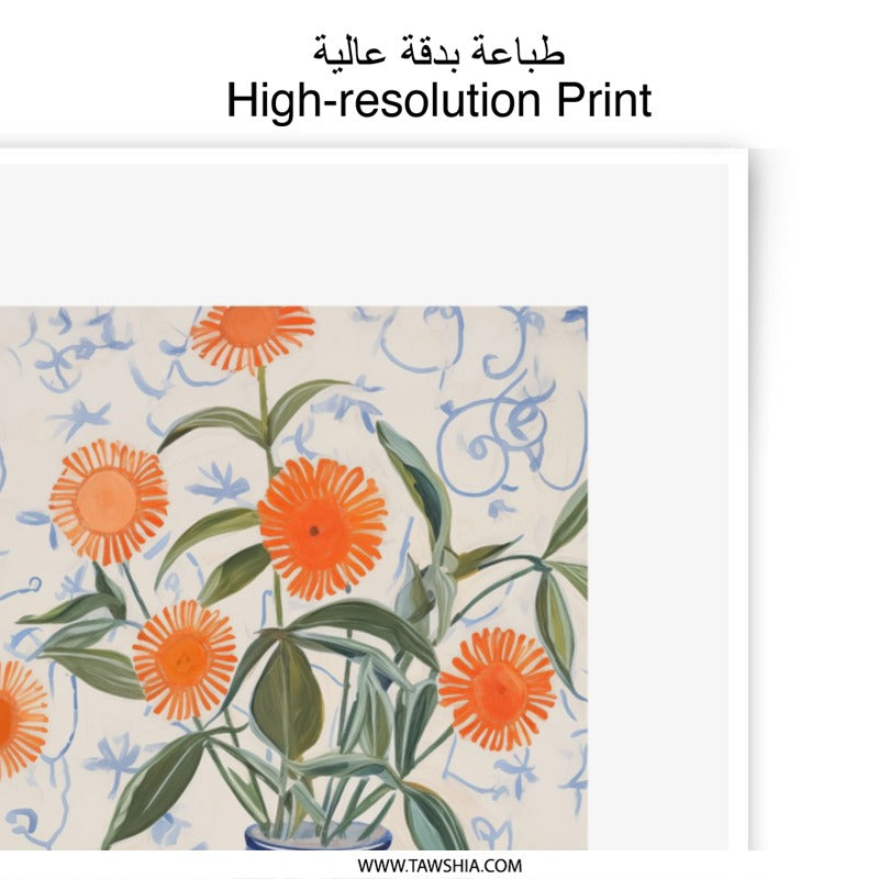 Orange Flowers Photographic Print, Floral Still Life Art, Orange Decor, Botanical Print, Home Decor, Kitchen Art Print, Wall Decor - Tawshia