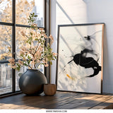 Abstract Ink Art Wall Art, Black and White Painting Print, Modern Home Decor, Minimalist Artwork, Stylish Wall Hanging (139) - Tawshia