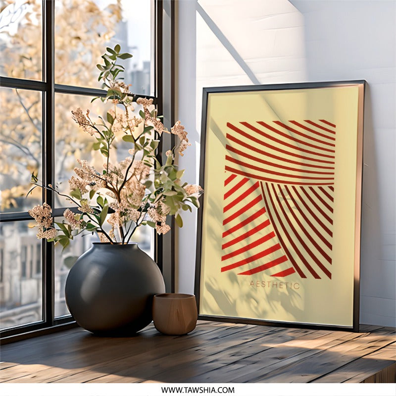 Aesthetic Lines Wall Art, Abstract Geometric Art, Minimalist Print, Modern Wall Decor, Home Office Art - Tawshia
