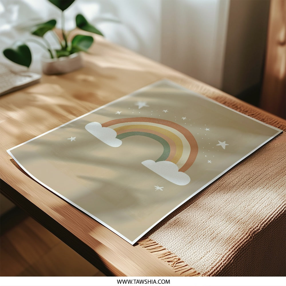 Rainbow Photographic Print, Star Art, Boho Rainbow Decor, Nursery Art Print, Celestial Print, Childrens Room Decor, Kids Room Art - Tawshia