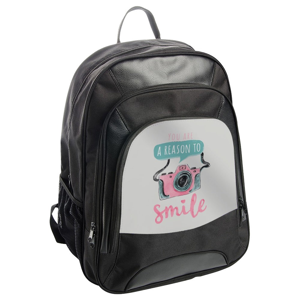 Camera Smile BackPack, Photo Backpack, Photographer Bag, Cute Camera Design, Reason to Smile, Gift for Photographer, Camera Lover Backpack - Tawshia