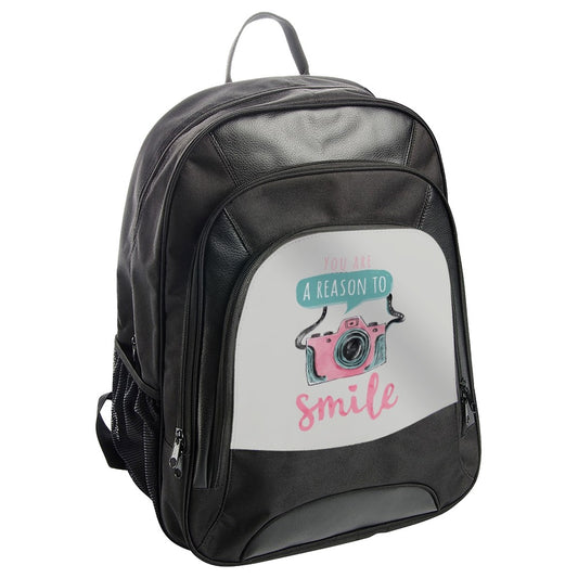 Camera Smile BackPack, Photo Backpack, Photographer Bag, Cute Camera Design, Reason to Smile, Gift for Photographer, Camera Lover Backpack - Tawshia