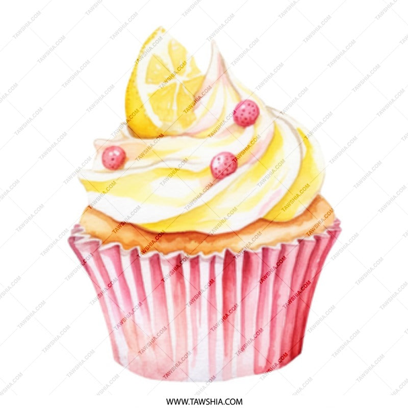 Lemon Cupcake Mug, Watercolor Mug, Food Lover Gift, Cute Coffee Mug, Dessert Mug, Pastry Art Mug, Kitchen Decor Mug, Birthday Gift Idea - Tawshia