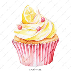 Lemon Cupcake Mug, Watercolor Mug, Food Lover Gift, Cute Coffee Mug, Dessert Mug, Pastry Art Mug, Kitchen Decor Mug, Birthday Gift Idea - Tawshia