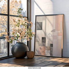 Abstract Geometric Wall Art, Modern Neutral Artwork, Minimalist Home Decor, Contemporary Art Print, Stylish Living Room Art - Tawshia