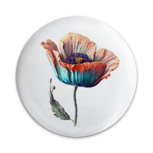Colorful Poppy Pinback Button, Floral Badge, Artistic Flower, Botanical Jewelry, Trendy Accessory, Gift Idea, Vibrant Art Pin, Plant Lover - Tawshia