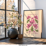 Flower Market Barcelona Wall Art, Floral Print, Botanical Illustration, City Souvenir, Home Decor, Modern Art Print (131 characters) - Tawshia