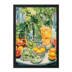 Citrus Still Life Wall Art, Fruit Beverage Print, Modern Kitchen Decor, Refreshing Drink Artwork, Summer Vibes Painting (136) - Tawshia