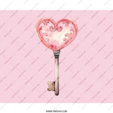 Heart Key Mouse Pad, Pink Watercolor Key, Cute Desk Accessory, Unique Computer Mat, Gift for Her, Valentines Day Gift - Tawshia