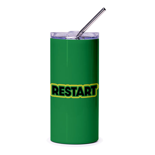 Restart Tumbler, Green Tumbler, Motivation Tumbler, Inspirational Tumbler, Gift Tumbler, Caffeinated Gift, Coffee Lover Gift - Tawshia