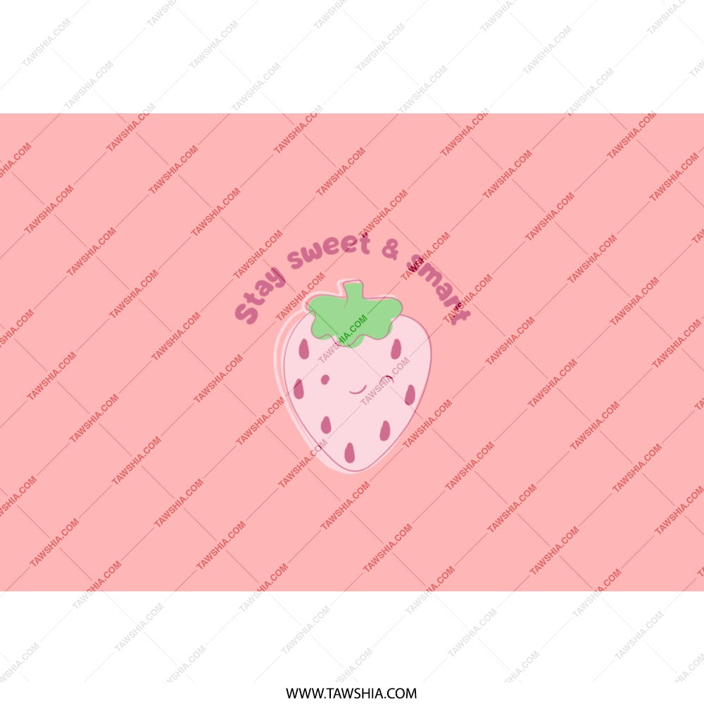 Strawberry Tumbler, Cute Pink Tumbler, Stay Sweet and Smart, Kawaii Tumbler, Summer Drinkware, Gift for Her, Pink Drinkware, Kawaii Straw - Tawshia