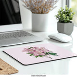 Floral Mouse Pad, Pink Azalea Flower, Botanical Illustration Mousepad, Desk Decor, Office Gift, Aesthetic Mousepad, Custom Mouse Pad - Tawshia