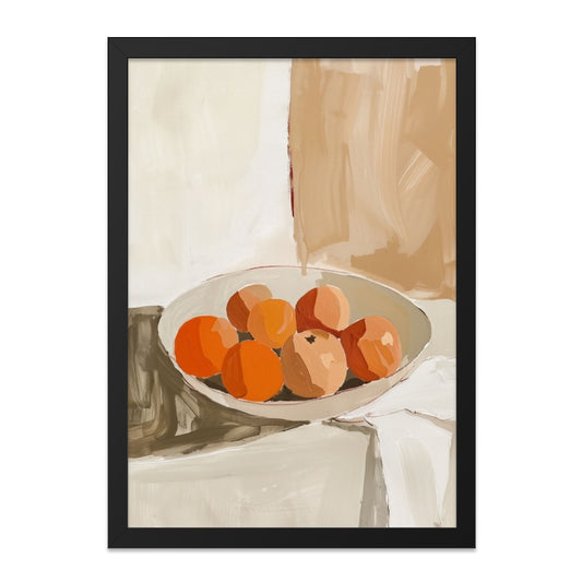 Orange Still Life Wall Art, Minimalist Painting Print, Kitchen Wall Decor, Fruit Bowl Artwork, Contemporary Home Decor, Modern Art Print - Tawshia