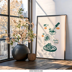 Pasta Time Wall Art, Spaghetti Recipe Print, Kitchen Decor, Foodie Gift, Italian Cuisine Art, Culinary Wall Art, Pasta Lovers Gift - Tawshia