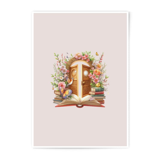 Enchanted Door Photographic Prints, Floral Fantasy Art Print, Butterfly and Books Wall Decor, Magical Realm Print, Whimsical Home Art - Tawshia