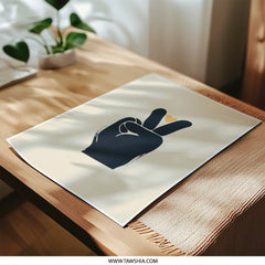 Peace Sign Art Photographic Print, Hand Heart Symbol, Minimalist Illustration, Home Decor, Wall Art, Positive Vibes Art Print, Gift Idea - Tawshia