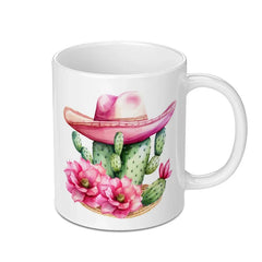 Cactus Flower Mug, Western Mug, Pink Cowboy Hat Mug, Succulent Mug, Floral Coffee Mug, Desert Mug, Cowgirl Gift, Southwestern Gift - Tawshia