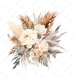 Boho Floral Mug, Rose and Pampas Grass, Rustic Flower Cup, Watercolor Bouquet Design, Chic Coffee Mug, Elegant Gift Idea - Tawshia