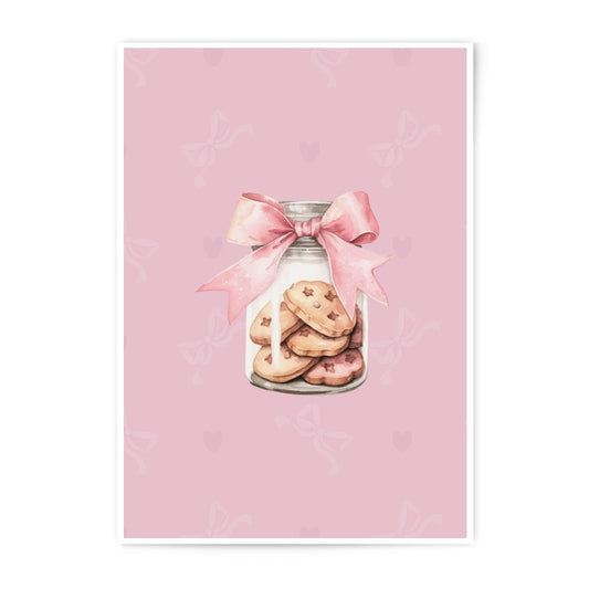 Cookie Jar Photographic Prints, Pink Bow Art, Watercolor Art Prints, Sweet Treat Decor, Kitchen Art Prints, Home Decor - Tawshia