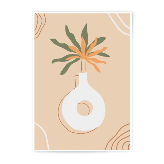Boho Floral Photographic Print, Minimalist Flower Art, Beige Wall Decor, Botanical Illustration, Aesthetic Home Decor, Housewarming Gift - Tawshia