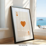 Ace of Hearts Wall Art, Playing Card Print, Poker Room Decor, Minimalist Art Print, Game Room Art, Card Player Gift, Casino Wall Decor - Tawshia