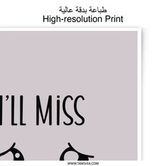 Miss You Face Photographic Prints, Farewell Gift, Cute Wall Art, Friendship Print, Goodbye Present, Moving Away Gift, Minimalist Decor - Tawshia