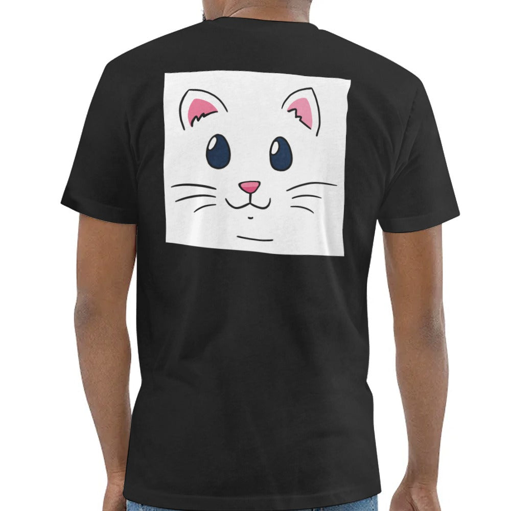 Cute Cat Face Design on Black T-Shirt product type