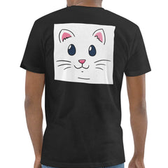 Cute Cat Face Design on Black T-Shirt product type