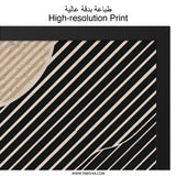 Modern Abstract Wall Art, Geometric Print, Diagonal Lines Art, Beige and Black Decor, Contemporary Wall Decor, Living Room Art - Tawshia