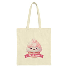 Cute Cupcake Tote Bag, Kawaii Dessert Bag, Life is Sweet, Baker Gift, Foodie Bag, Reusable Shopping Bag, Everyday Carry - Tawshia