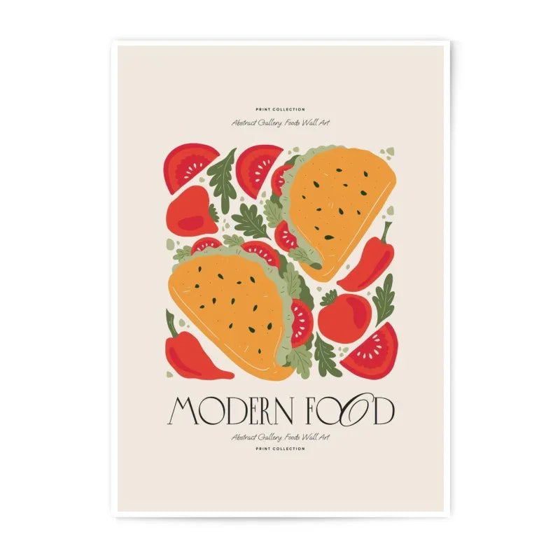 Modern Food Photographic Print, Abstract Gallery Wall Art, Taco Art, Foodie Gift, Kitchen Decor, Colorful Food Print - Tawshia