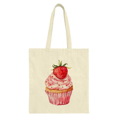 Strawberry Cupcake Tote Bag, Sweet Treat Design, Watercolor Style, Food Lover Gift, Baking Theme, Stylish Bag - Tawshia