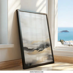 Abstract Landscape Wall Art, Minimalist Art Print, Neutral Tones, Black and Gold, Modern Home Decor, Serene Artwork, Wall Decor - Tawshia