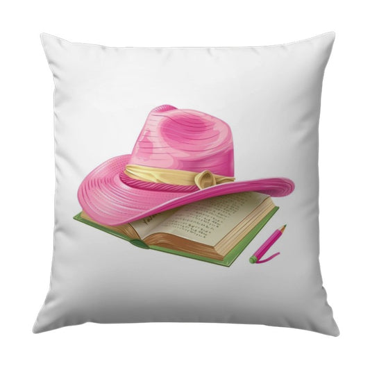 Pink Hat Pillow, Reading Nook Decor, Open Book Pillow, Study Pillow, Vintage Book Lover Gift, Cozy Home Throw Pillow, Home Decor - Tawshia