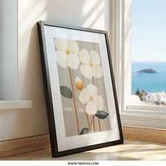 Floral Wall Art, White Flower Print, Botanical Art, Modern Wall Decor, Minimalist Art, Floral Home Decor - Tawshia