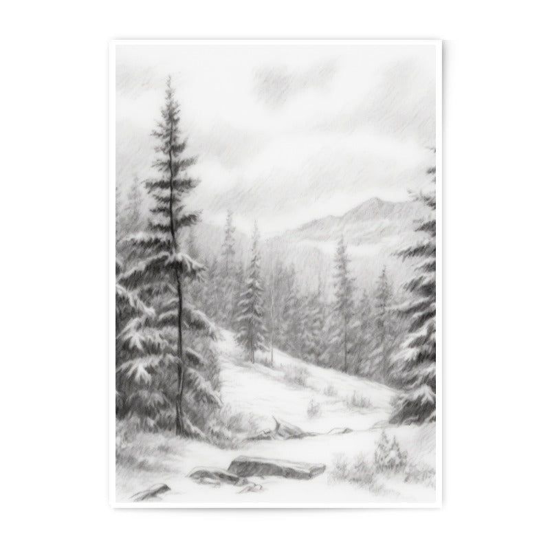 Winter Forest Photographic Print, Snowy Landscape, Pine Trees Art, Mountain View, Nature Photography, Fine Art Print, Wall Decor - Tawshia
