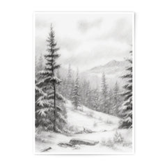 Winter Forest Photographic Print, Snowy Landscape, Pine Trees Art, Mountain View, Nature Photography, Fine Art Print, Wall Decor - Tawshia